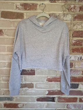 Reflex Light Heather Gray Cropped Hoodie